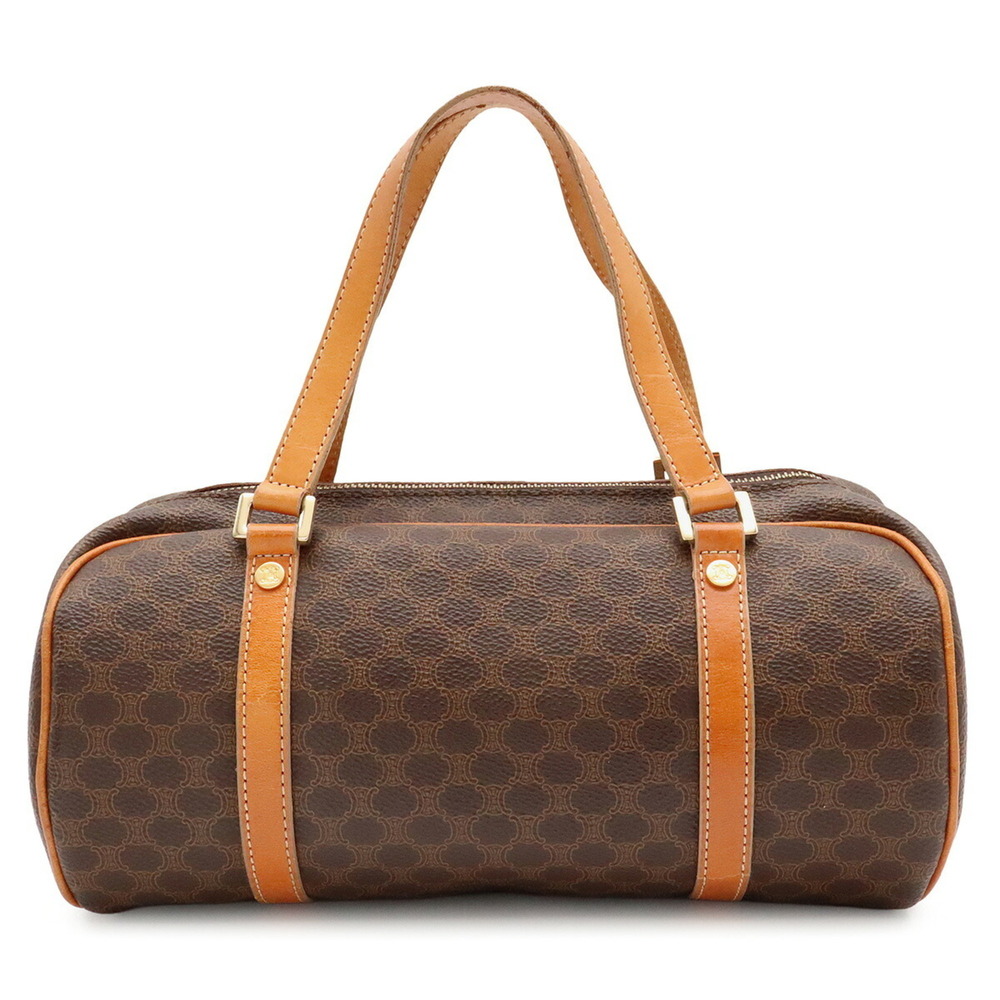 CELINE Macadam Handbag, Coated Canvas and Leather, Dark Brown/Light Brown
